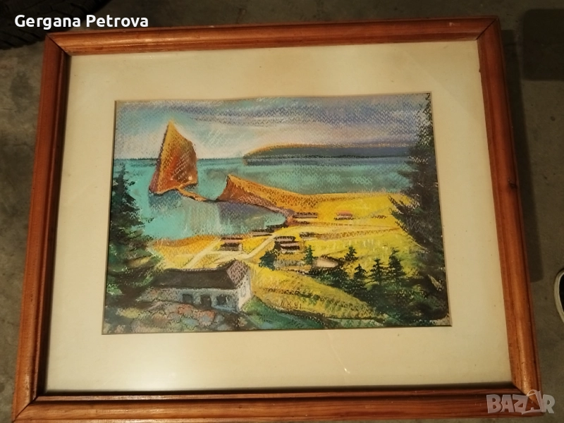 Картина сух пастел 1991 г с подпис на художника, снимка 1