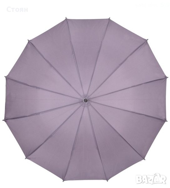 Чадър тип бастун автоматичен сива дървена дръжка 85,5 см, снимка 1