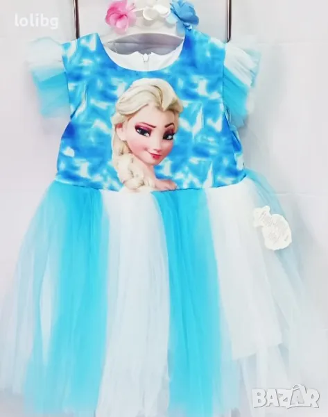 Детска рокля АЕ с диадема 6-12 години в синьо., снимка 1