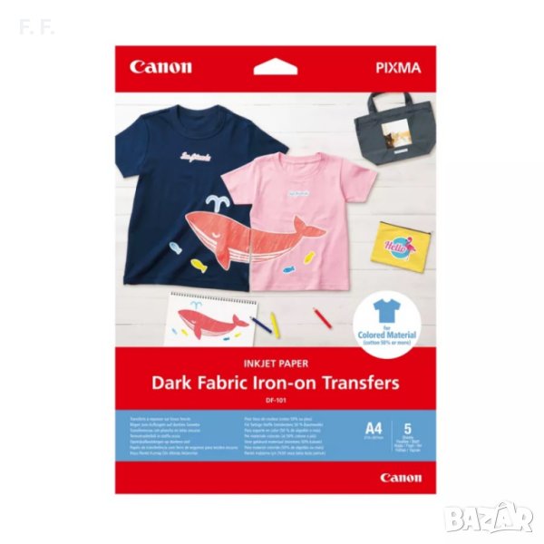 Фотохартия Canon - Dark Fabric Iron-on Transfers DF-101, 5 листа, снимка 1