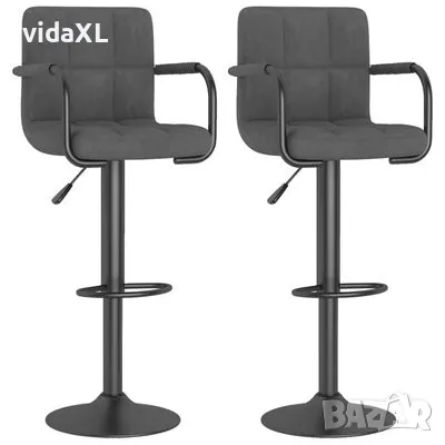 vidaXL Бар табуретки, 2 бр, тъмносиви, кадифе（SKU:334660）, снимка 1