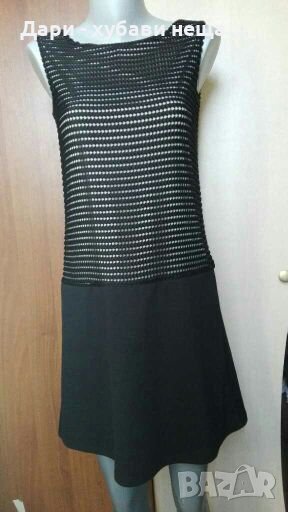 Рокля за пролет/есен, в черно и бежово🍀👗S,M👗арт.3057, снимка 1