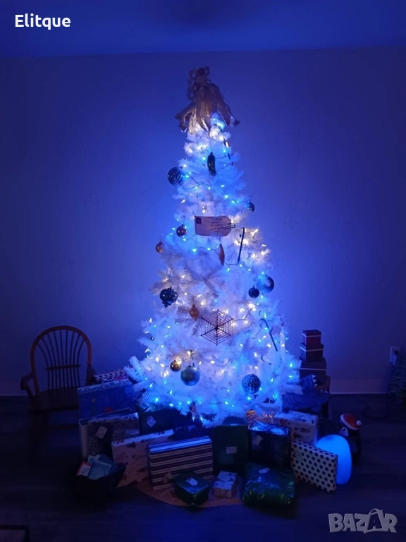 Коледна Снежно бяла или зелена елха с шишарки + пласмасова стойка ТОП ПРЕДЛОЖЕНИЕ, снимка 1