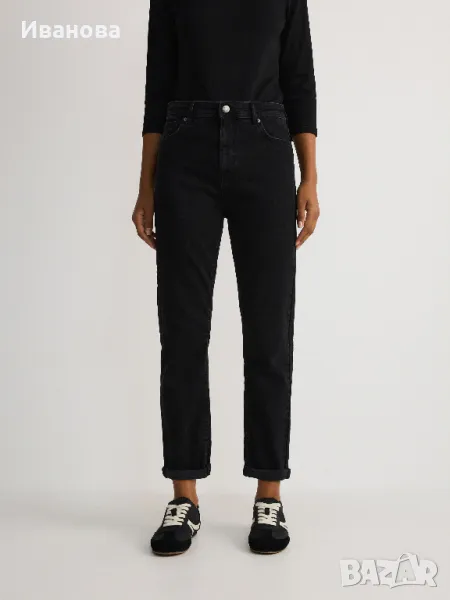 Дънки от памучен черен деним, снимка 1