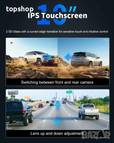 ThiEYE 4K Dash Carview 4 Mirror Dash Cam с камера за заден ход 10-инчов IPS сензорен екран...., снимка 5 - Аксесоари и консумативи - 51629091
