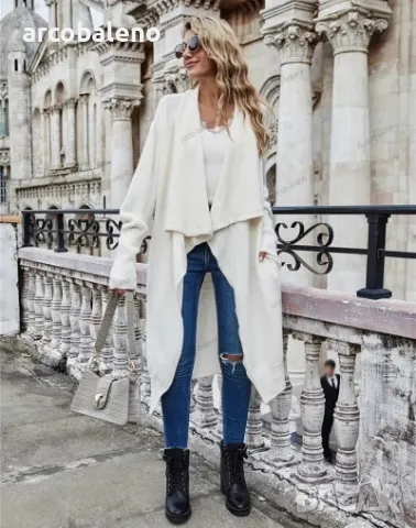 Дамска дълга, персонализирана и стилна плетена жилетка OL Tongle, 8цвята , снимка 3 - Жилетки - 41975648