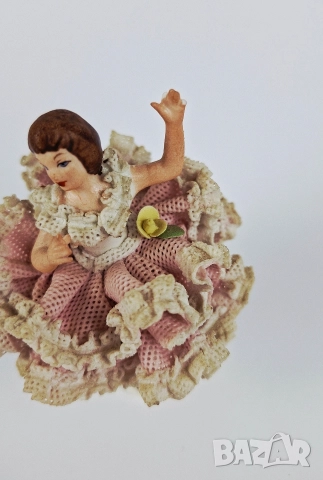 Порцеланова балерина с розова рокля - Sandizell, Dresden, снимка 5 - Статуетки - 52681026