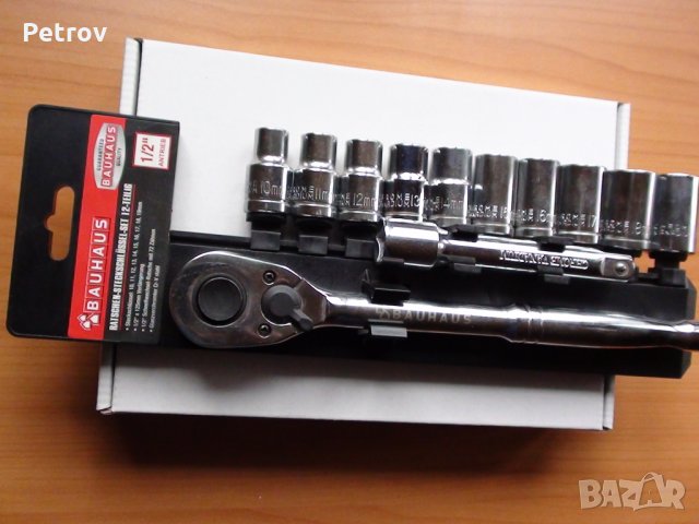 BAUHAUS - 1/2" Качественна Гедория от BAUHAUS DEUTSCHLAND !!! Вложки 10 - 19 mm !!! ЧИСТО НОВА !!!, снимка 4 - Гедорета - 31645482