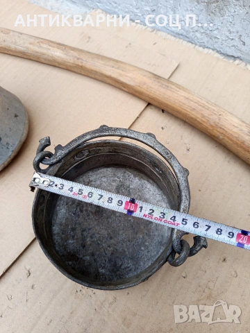 Комплект Соц Стара Ръчно Ковани Малки Медни Менчета С Кобилица. Номер 521., снимка 12 - Антикварни и старинни предмети - 53224988