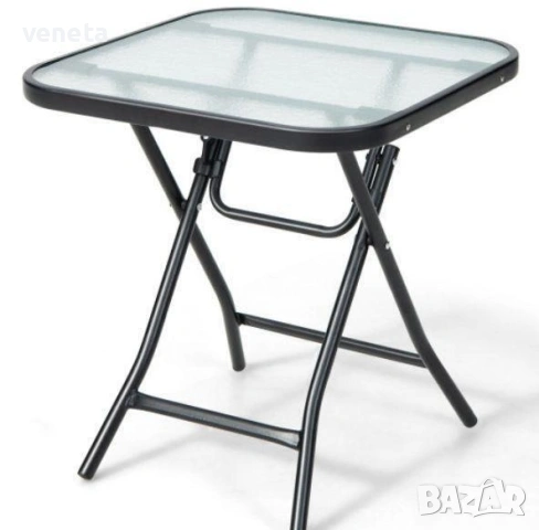 стъклена квадратна бистро маса с неръждаема рамка, снимка 2 - Маси - 53249553