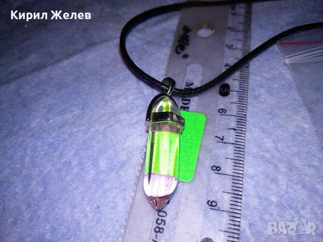 КРАСИВО СТИЛНО ХЕНД-МЕЙД ВИНТИДЖ КОЛИЕ с ПРОЗРАЧЕН ОГНЕН АМЕТИСТ 37032, снимка 4 - Колиета, медальони, синджири - 39934553