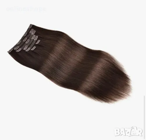 100% Естествена права коса 45см - 70 грама , 7 реда Клипс - Remy -, снимка 9 - Аксесоари за коса - 49259028