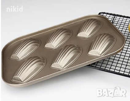 6 Мадлени мидички метална тефлонова форма тава тефлон за сладки бисквитки тесто, снимка 3 - Форми - 39747027