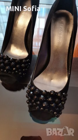 CafeNOIR / Официални италиански обувки на висок ток от естествен велур с червена подметка, снимка 8 - Дамски елегантни обувки - 36905485