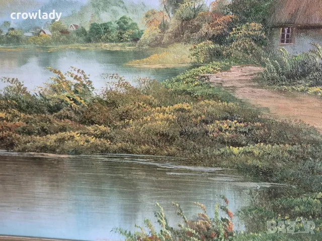 Красива картина Пасторален пейзаж от Fellows с маслени бои , снимка 4 - Картини - 48377276