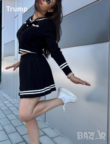 Хит Комплект градски шик от пола и скъсена жилетка, фино претиво