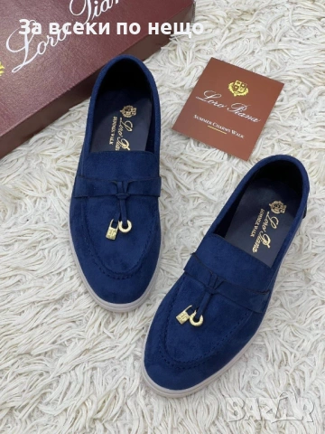 Loro Piana Дамски Велурени Сини Ежедневни Обувки Лоро Пиана Код E1294, снимка 3 - Дамски ежедневни обувки - 54130183