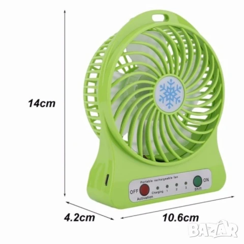 Преносим мини вентилатор за дом или офис, с USB Зареждане, снимка 3 - Вентилатори - 50628610