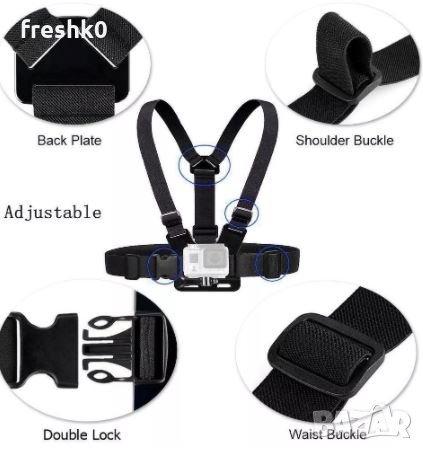 Нагръдник за екшън камера Gopro Hero 9 8 7 6 5 Xiaomi Yi 4K SJCAM SJ4000 , снимка 2 - Чанти, стативи, аксесоари - 31340824