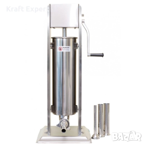 Пълначка за месо 7 литра от неръждаема стомана | Професионална вертикална машина за колбаси, снимка 3 - Други инструменти - 52303790