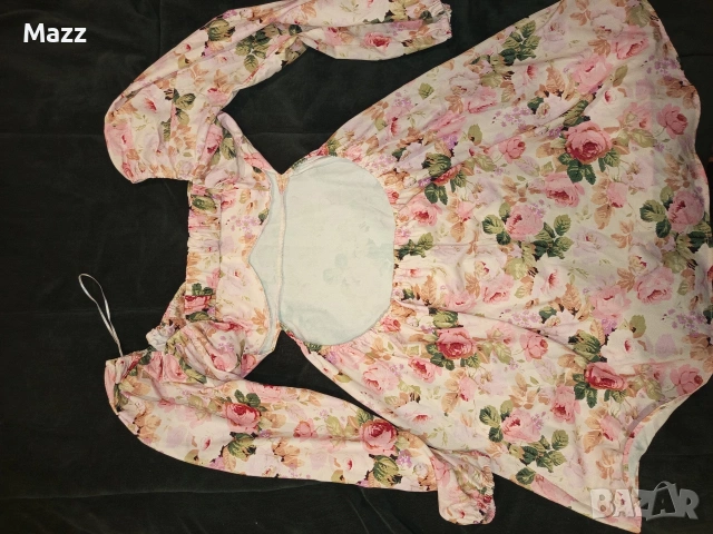 Бяла рокля с розови цветя, снимка 3 - Рокли - 54291355