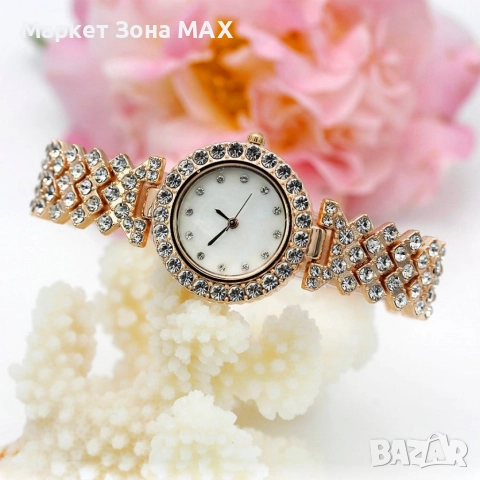 Готов сет за елегантност: кварцов часовник + 3 гривни с червени акценти, снимка 3 - Дамски - 52863184