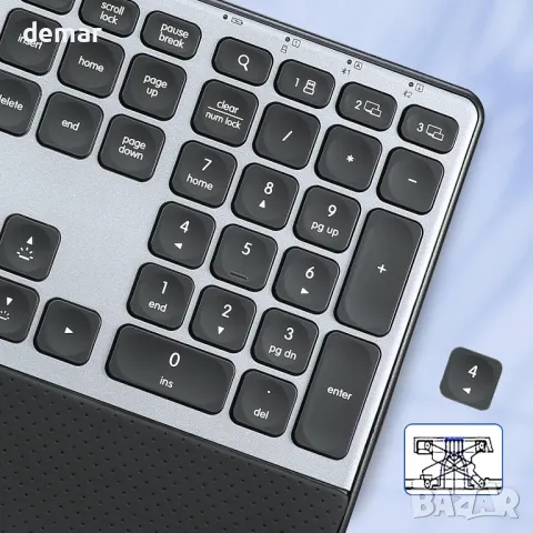 CITLLA K9100 Безжична Bluetooth клавиатура, Пълноразмерна с опора за китката, 3-степенна подсветка, снимка 5 - Клавиатури и мишки - 49283507