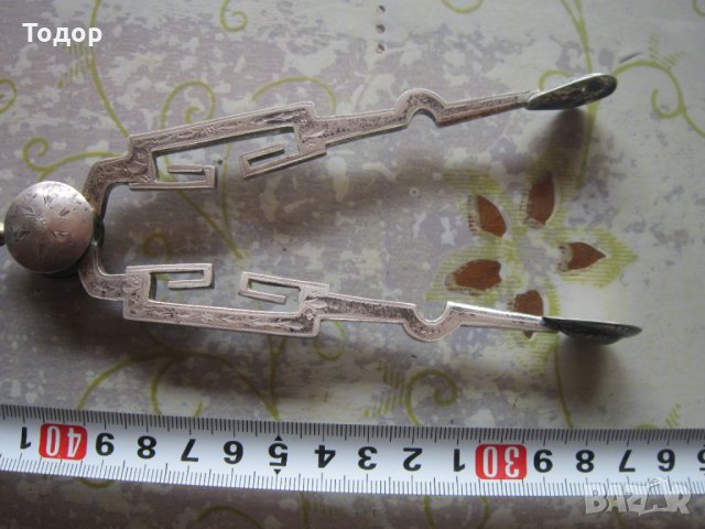 Уникална сребърна щипка за захар лед 19 век