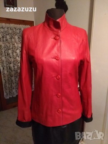 ЕСТЕСТВЕНА КОЖА НА RIKO PIEL -червено дамско кожено, агнешка напа, снимка 4 - Якета - 30919461