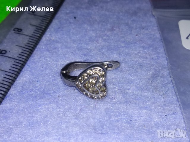 СКЪПОЦЕННА СЪРЦЕВИДНА АНГЛИЙСКА СРЕБЪРНА ВИНТИДЖ ОБИЦА СРЕБРО 925 с ФАСЕТИРАНИ ЦИРКОНЧЕТА 17260, снимка 3 - Обеци - 40762487