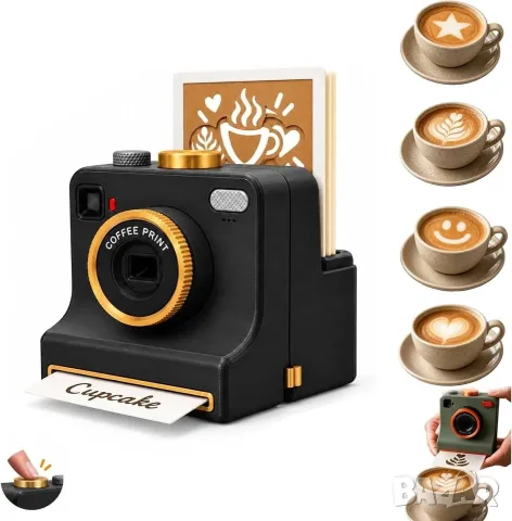 3D Printed Latte Art Camera, инспирирана от популярния дизайн на LatteShot. 