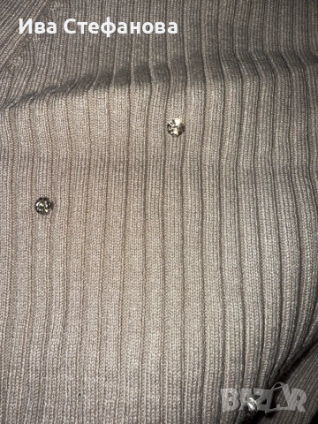 Нова бежова nude цвят модерна жилетка рипс с блестящи камъчета кристали , снимка 8 - Жилетки - 43051475