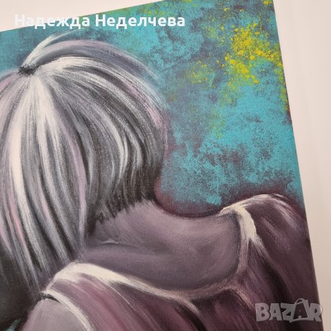 "Интимно" - авторска картина с маслени бои, снимка 3 - Картини - 44212801