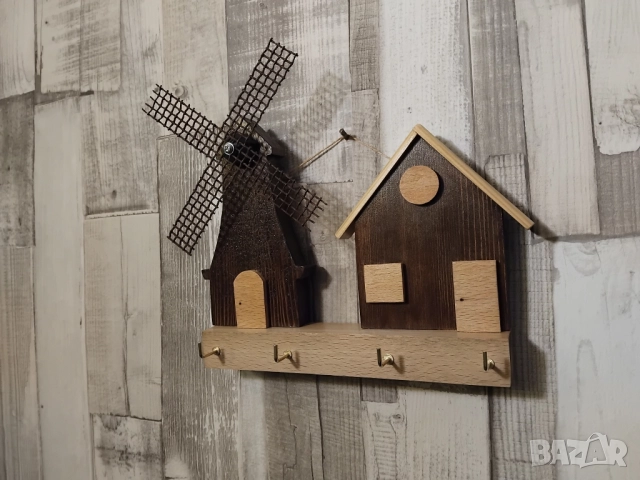 Дървена закачалка за ключове и други вещи, снимка 2 - Декорация за дома - 52641853