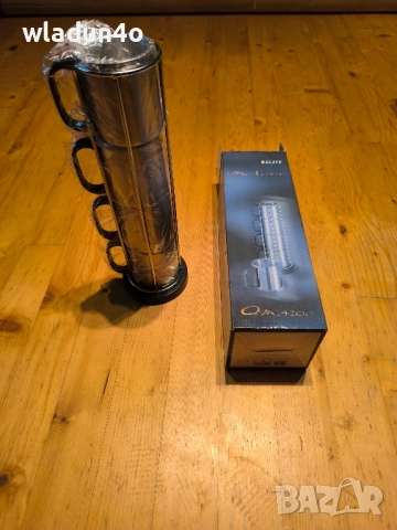 НОВ Комплект стоманени чаши със стойка-28лв