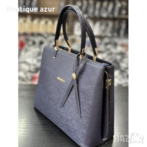 Черна дамска чанта за рамо D i a r d i черен/син цвят "лукс" 