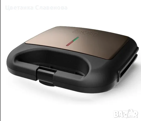 Тостер за сандвичи, BLACK+DECKER BXSA752, 750W, грил плочи 21.5x12.5cm, незалепващо покритие
