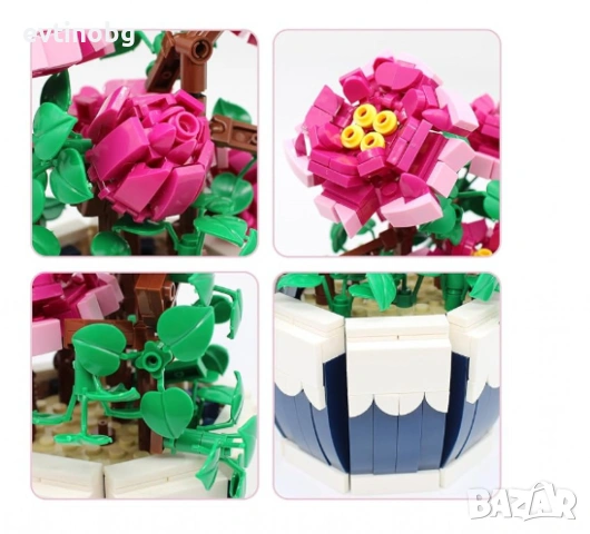 Цветни строителни блокчета,Божур ,527 части, снимка 7 - Конструктори - 54067490