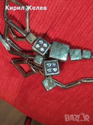 АРИСТОКРАТИЧНО СРЕБЪРНО АРТ КОЛИЕ СРЕБРО 925 Част От КОМЛЕКТ ИНКРУСТИРАНО с ФАСЕТИРАНИ ЦИРКОНИ 33154