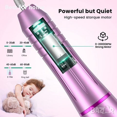 Професионални пили за нокти 20 000 RPM,11 свредла,комплект за маникюр и педикюрс регулируема скорост, снимка 7 - Други - 40237075