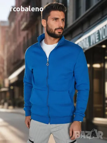 Мъжки суичър с цип и стояща яка, 3цвята , снимка 2 - Суичъри - 49472250