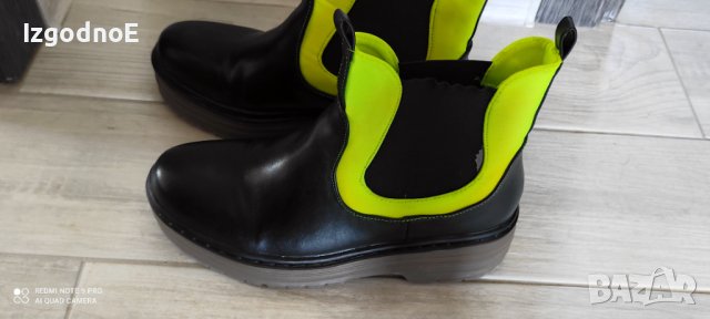 38н черни кожени боти, къси ботуши , снимка 3 - Дамски ботуши - 42063886