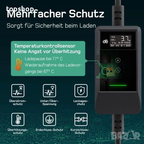 ЧИСТО НОВА зарядна станция за електрически автомобили тип 2 Schuko 3.7 kW [7 м, 6-16 A] 3/Y, ID.3..., снимка 7 - Аксесоари и консумативи - 51972120