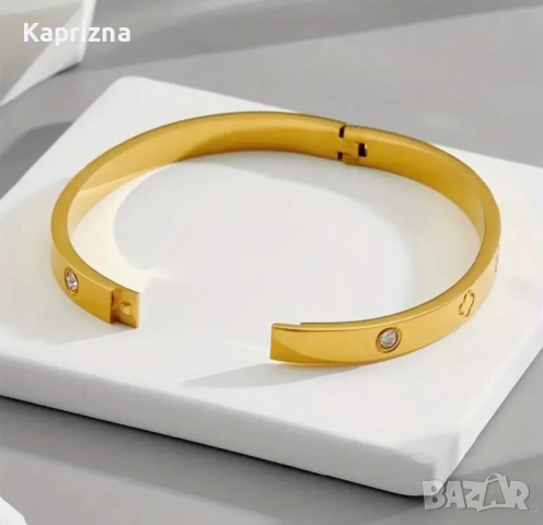 Луксозна гривна с детелина и кристали, снимка 2 - Гривни - 53025234