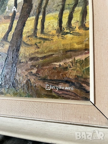 Картина с маслени бои от E. Vergauwen, 20ти век, снимка 2 - Картини - 53945602