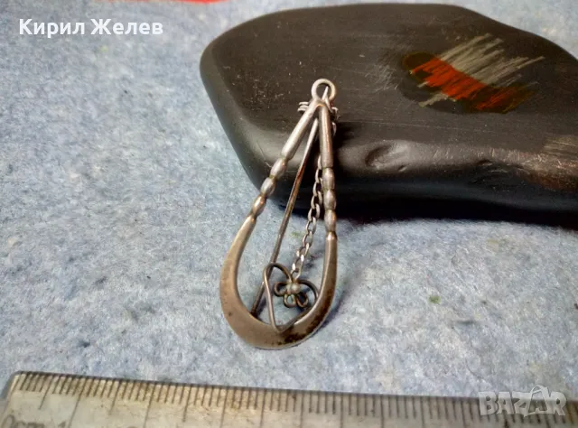 Стара РУСКА СРЕБЪРНА БРОШКА с 3 ПЕЧАТА СРЕБРО 875 СЪРП ЧУК в ПЕТОЛЪЧКА и ДРУГ РЪЧНА ИЗРАБОТКА 49746, снимка 5 - Антикварни и старинни предмети - 49150529