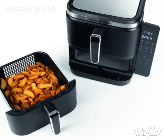 ‼️ Чисто Нов!‼️ Фритюрник с горещ въздух GOURMETMAXX вертикален с двойна кошница 11 литра черен, снимка 3 - Печки, фурни - 54238861