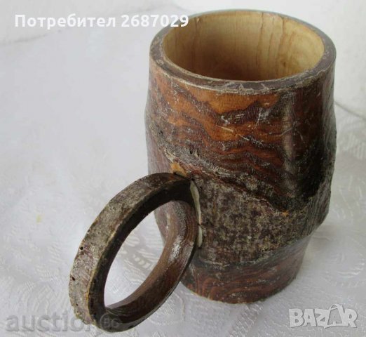 Стара халба, чаша, дървена халба с дръжка, дърво, антика