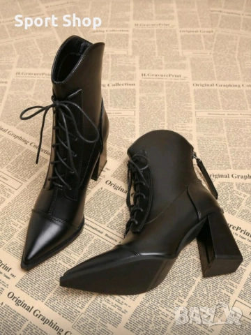 Дамски кожени боти с остър връх 