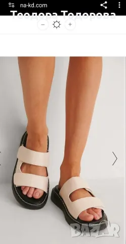 Дамски бежови чехли NA-KD, снимка 3 - Чехли - 50076989